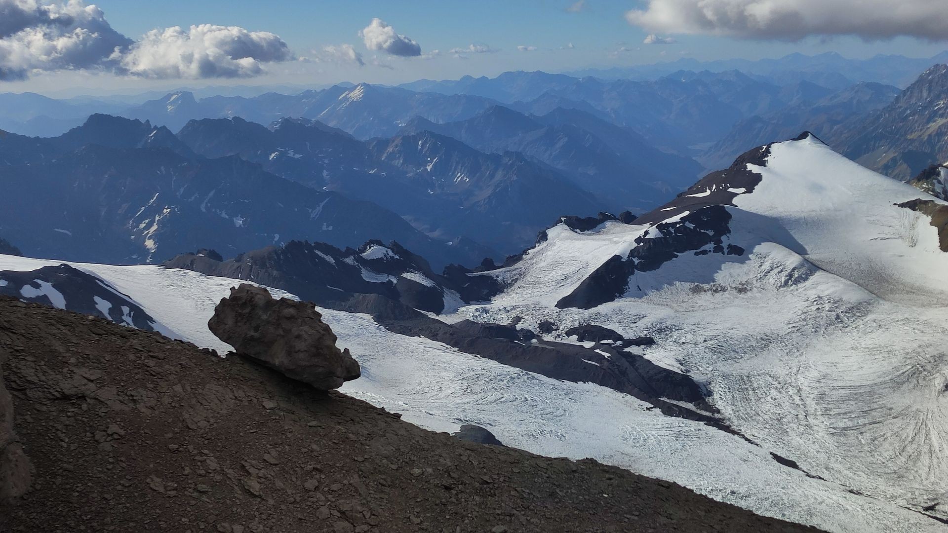 a view of a side of Aconcagua mountain