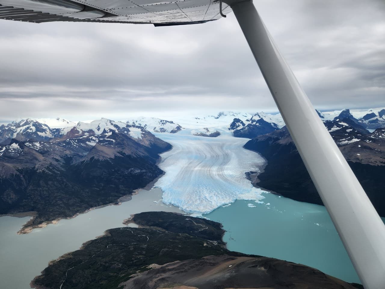 a plane flight upon a glacier in Patagonia Argentina