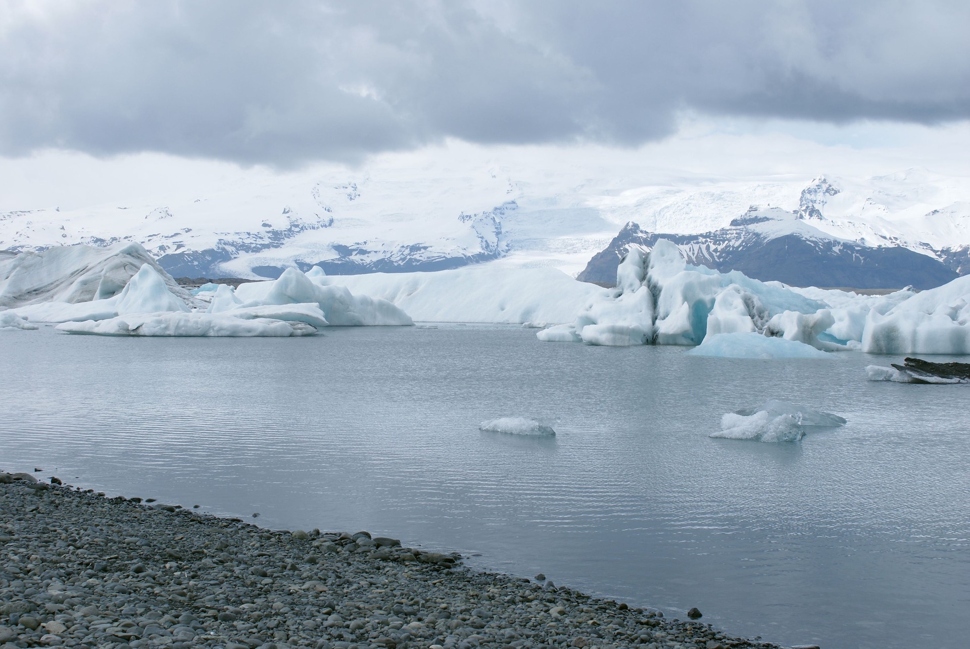 a view of a glaciar lake